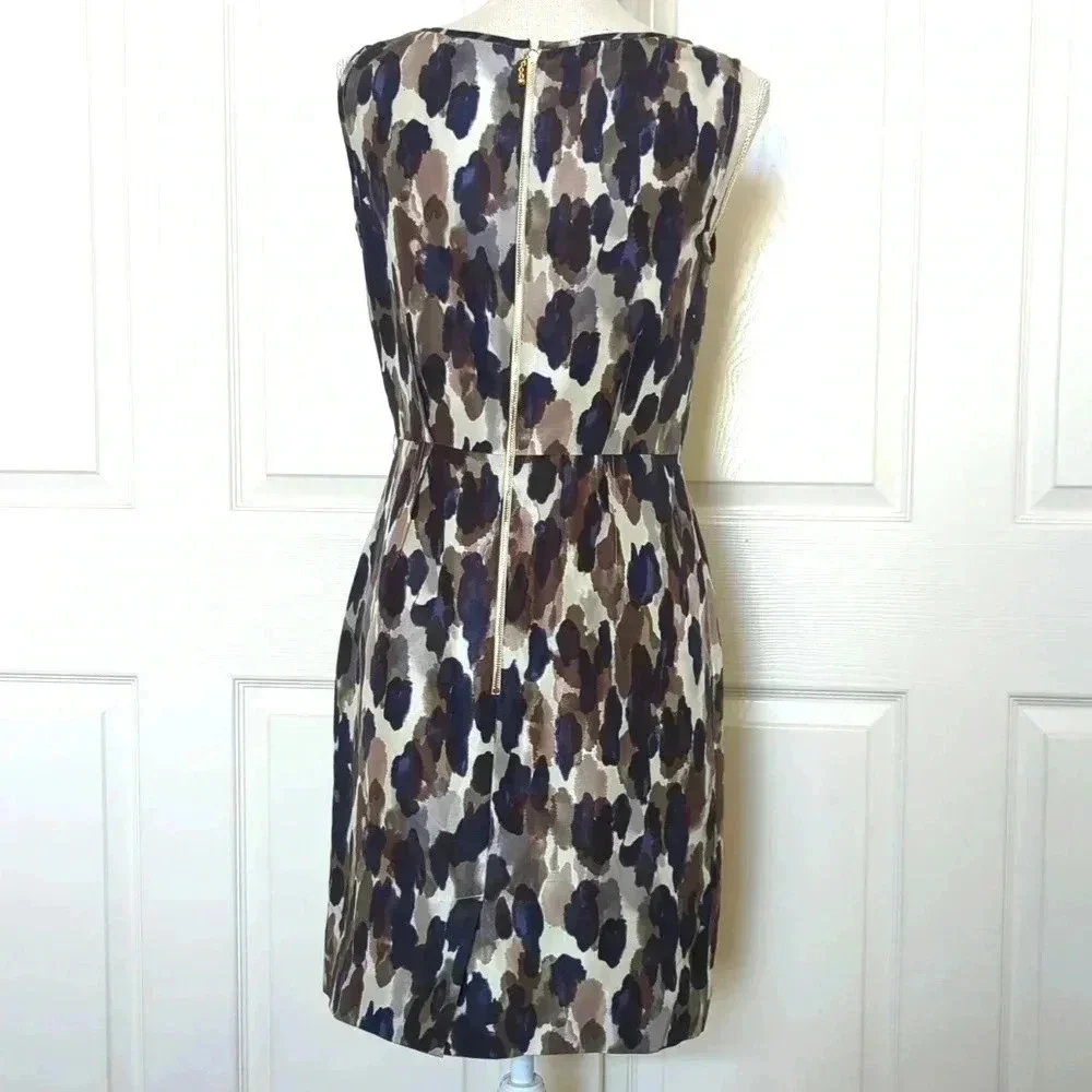 Kate Spade Rhea Ruffled Neck Ink Blot Midnight Silk Sleeveless Dress